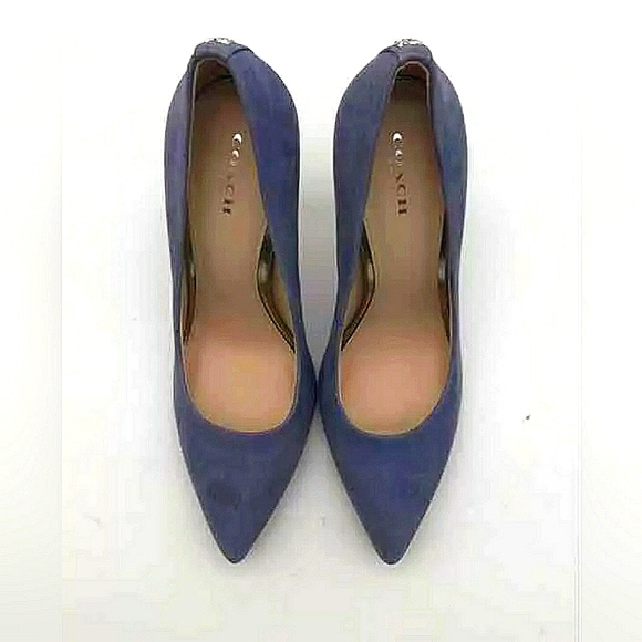 COACH Harlee Porcelain Blue Suede Leather Stiletto Heel Pump Sz 7.5 B - Picture 3 of 7
